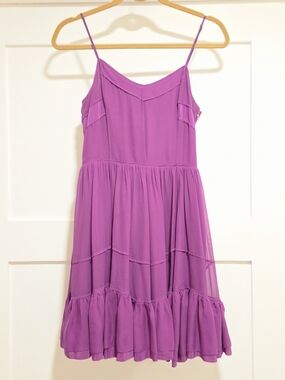 Juicy Couture Silk Chiffon Paneled Tiered Mini Dress - Dark Orchid Purple Size 4